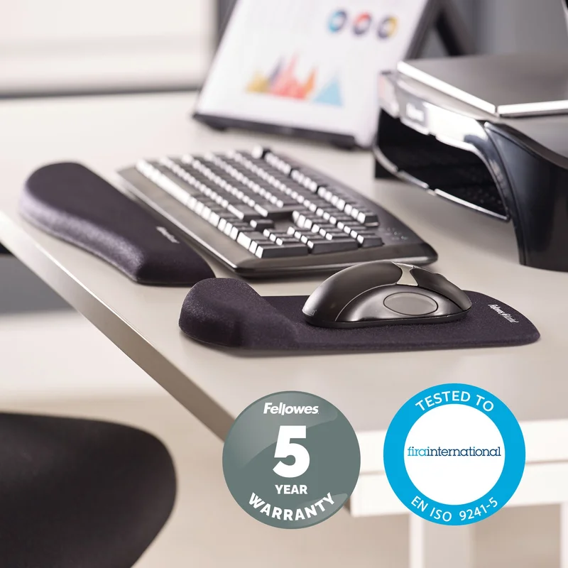 Пад за мишка Fellowes Plushtouch, ергономичен, черен