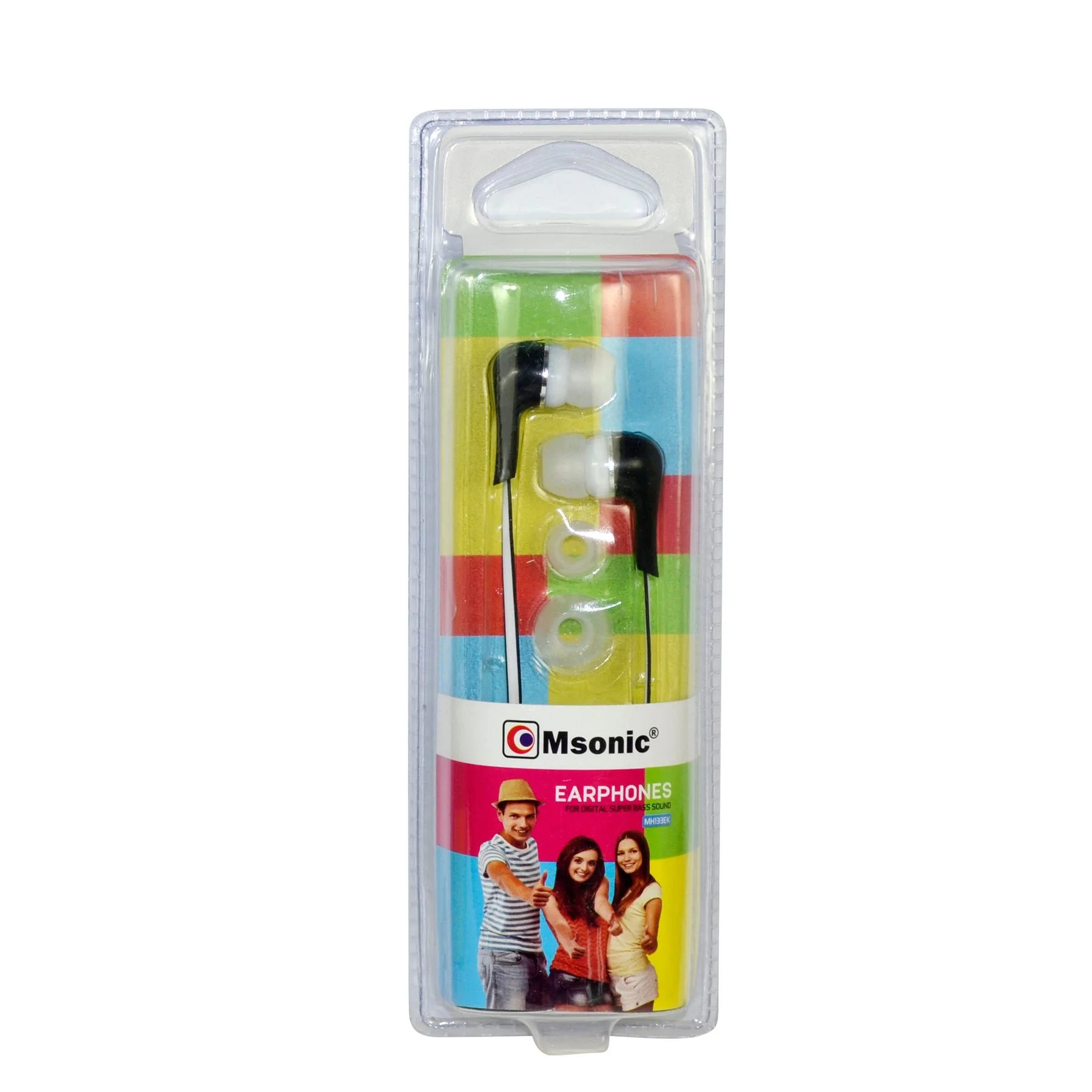 Слушалки Msonic, с тапи, за поставяне в ушите, с плосък 1 m кабел, 3.5 mm жак, 103 dB, черни