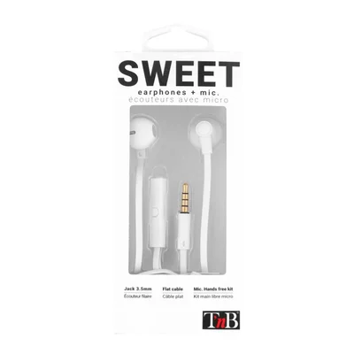 Слушалки TNB Sweet In Ear, с микрофон, 3.5 mm жак, 93 dB, 1.2 m кабел, бели