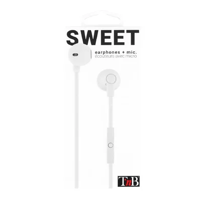 Слушалки TNB Sweet In Ear, с микрофон, 3.5 mm жак, 93 dB, 1.2 m кабел, бели