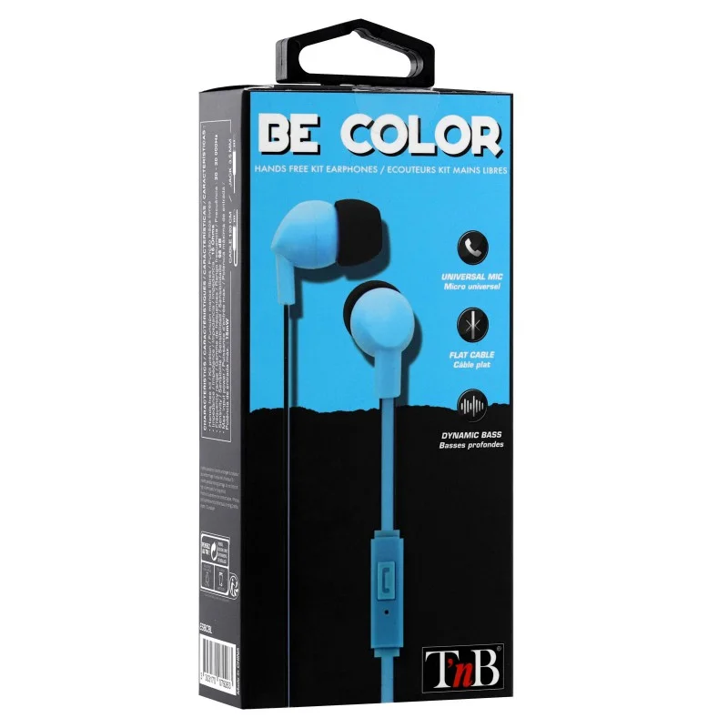 Слушалки TNB Be Color, с тапи, с микрофон, 3.5 mm жак, 98 dB, 1.2 m кабел, сини