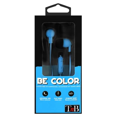 Слушалки TNB Be Color, с тапи, с микрофон, 3.5 mm жак, 98 dB, 1.2 m кабел, сини