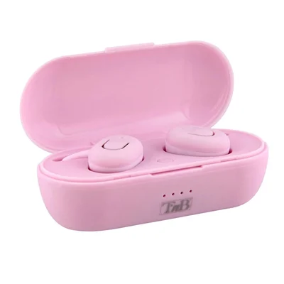 Слушалки TNB Dude, безжични, с Bluetooth, 105 dB, със зареждащ кейс, розови