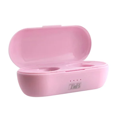 Слушалки TNB Dude, безжични, с Bluetooth, 105 dB, със зареждащ кейс, розови