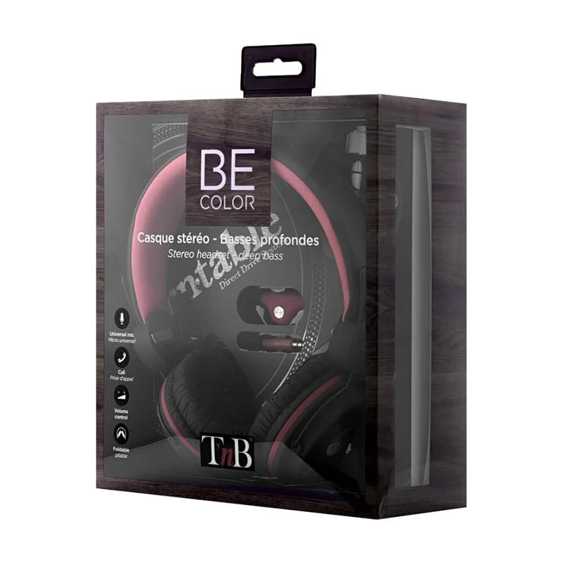 Слушалки TNB Be Color, с кабел 1.2 m и микрофон, 3.5 mm жак, 105 dB, черно-червени