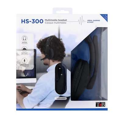 Слушалки TNB HS300, с микрофон, 3.5 mm жак, 103 dB, 2 m кабел, черни