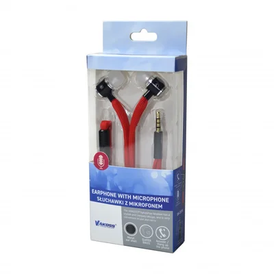 Слушалки Vakos SK-251K, с тапи, с микрофон, 3.5 mm жак, 98 dB, червени