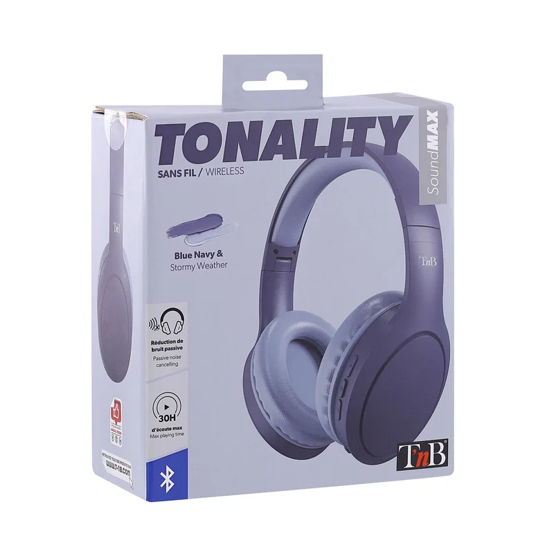 Слушалки TNB Tonality, с Bluetooth, USB Type-C, 117 dB, тъмносини