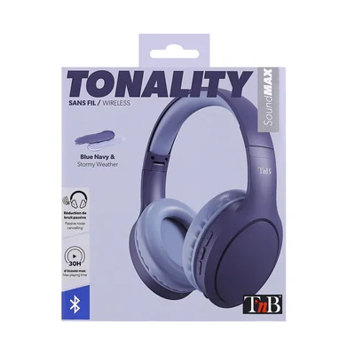 Слушалки TNB Tonality, с Bluetooth, USB Type-C, 117 dB, тъмносини