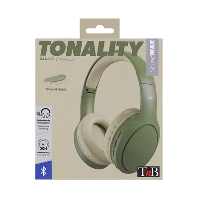 Слушалки TNB Tonality, с Bluetooth, USB Type-C, 117 dB, цвят маслина