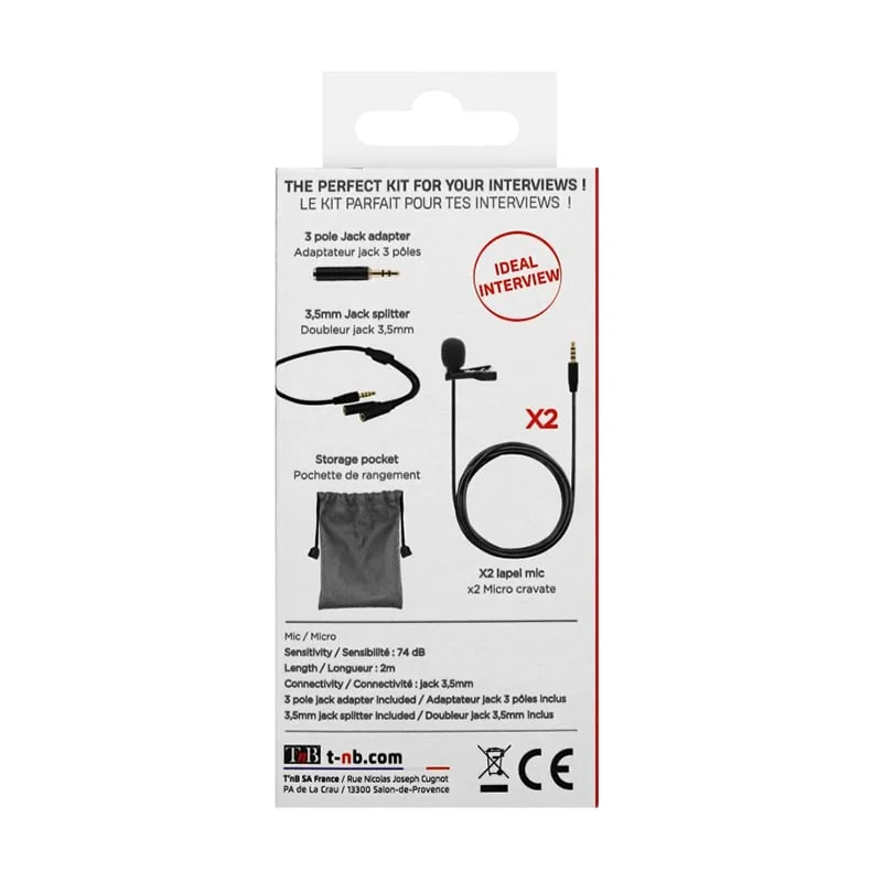 Комплект микрофони TNB Influence, 3.5 mm жак, 2 броя