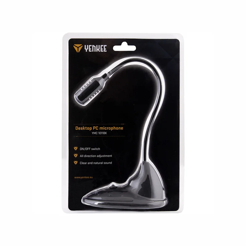 Микрофон Yenkee 1011BK Desktop, регулируем, черен, 3.5 mm жак