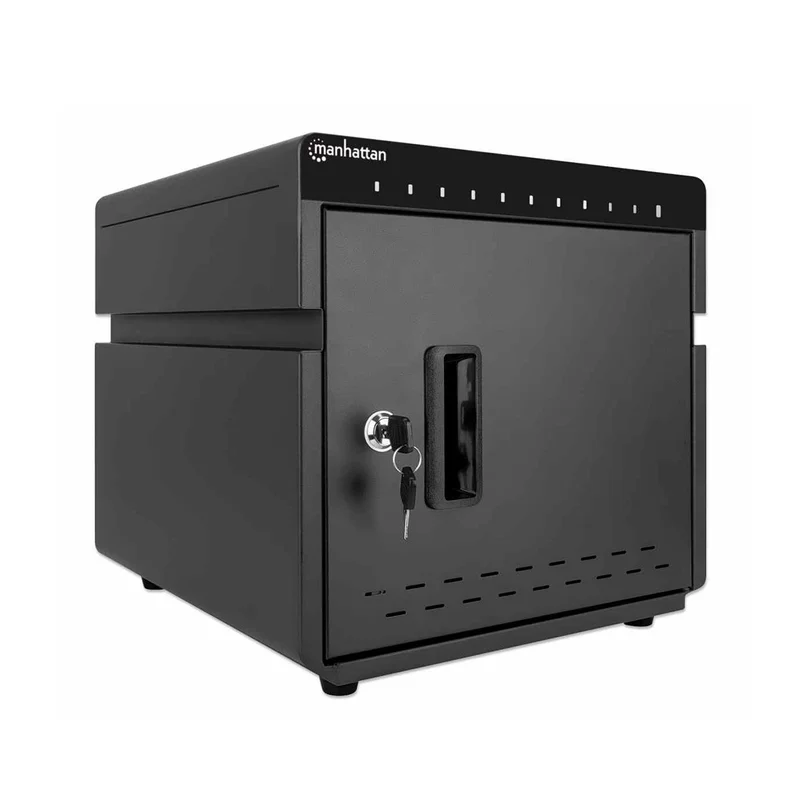 Шкаф за зареждане на смартфони Manhattan, таблети и USB устройства, 180W, до 10 броя