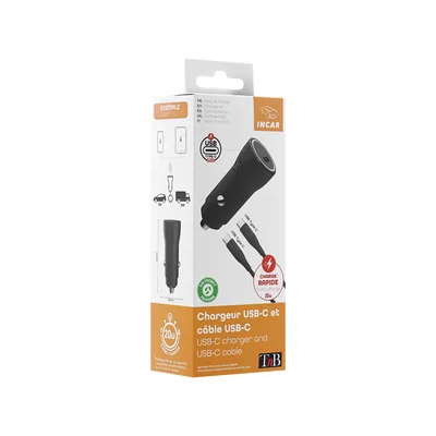 Зарядно за кола TNB, USB Type-C, 20 W, черно