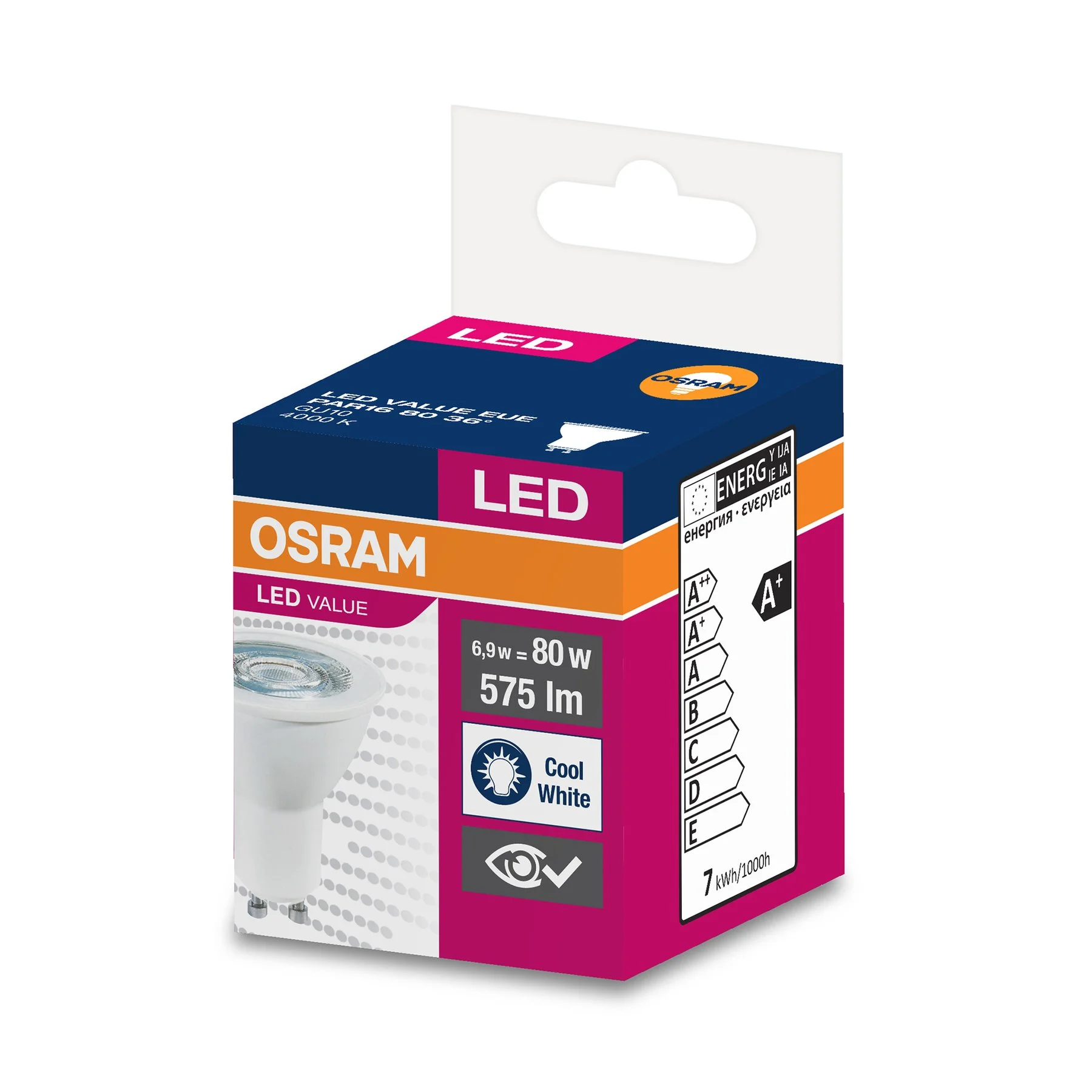 Kрушка Osram LED, GU10, 6.9W, 230V, 575 lm, 4000K