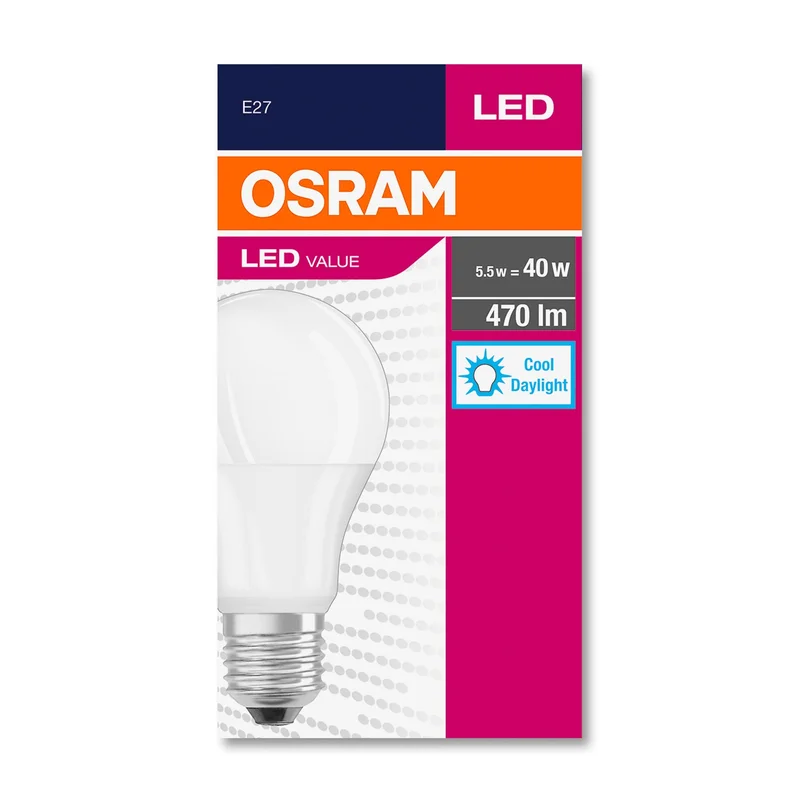 Kрушка Osram LED, E27, 6W, 230V, 470 lm, 6500K