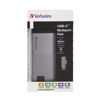 USB Хъб Verbatim, 5 порта, USB-C, USB 3.1, HDMI, RJ45