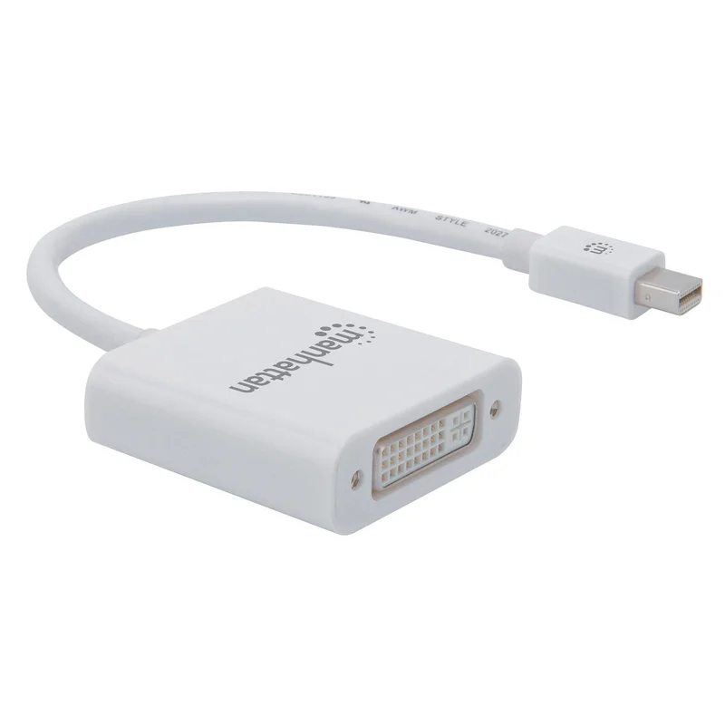 Адаптер Manhattan Mini DisplayPort, Male към DVI-I Female, Ethernet порт