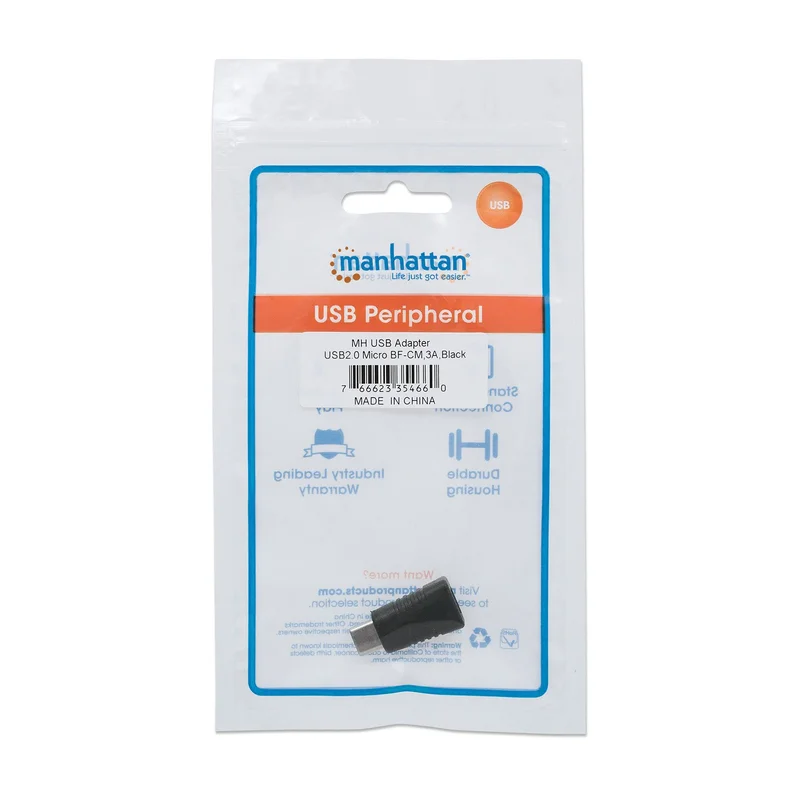 Адаптер Manhattan, micro USB-B към USB-C, 2 Ethernet порта