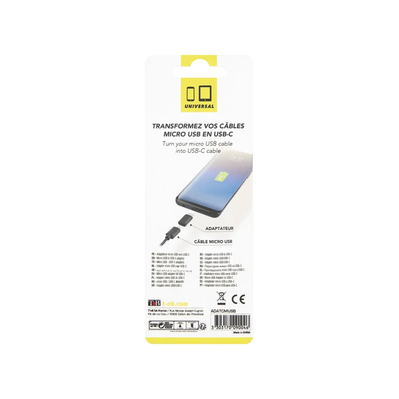 Адаптер TNB, Micro USB към USB Type-C, черен
