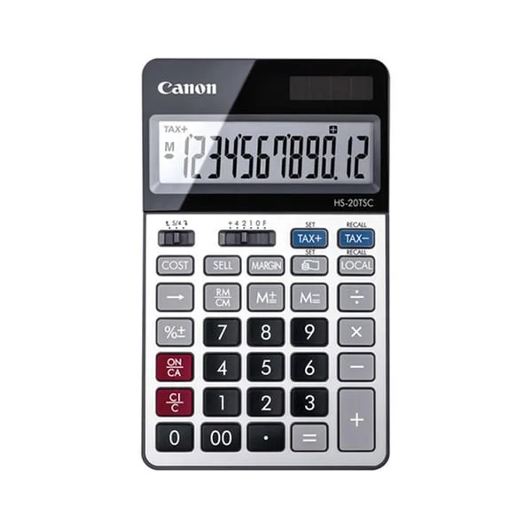 Настолен калкулатор Canon HS-20TSCDBL, 12-разряден, сив