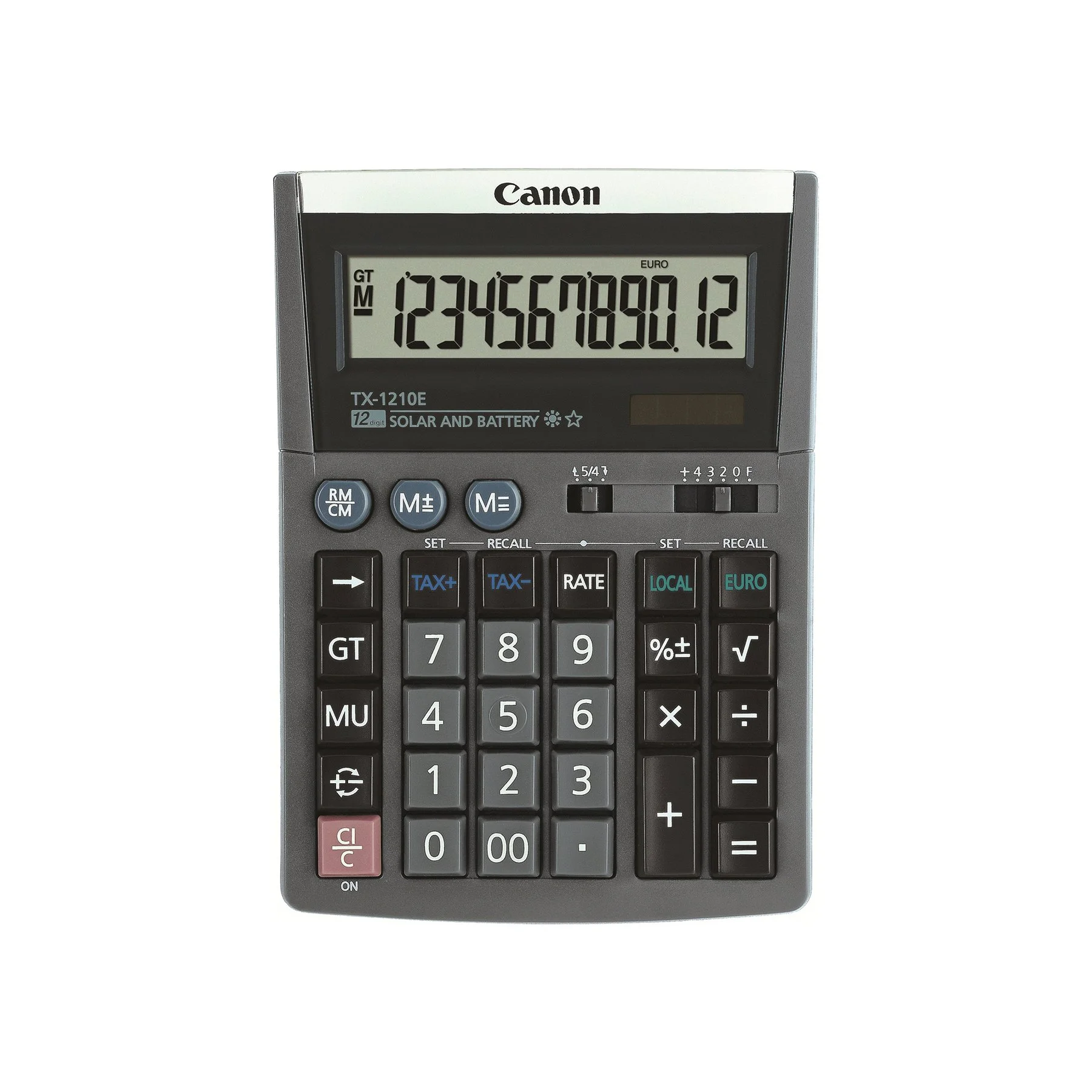 Настолен калкулатор Canon TX-1210E, 12-разряден, сив