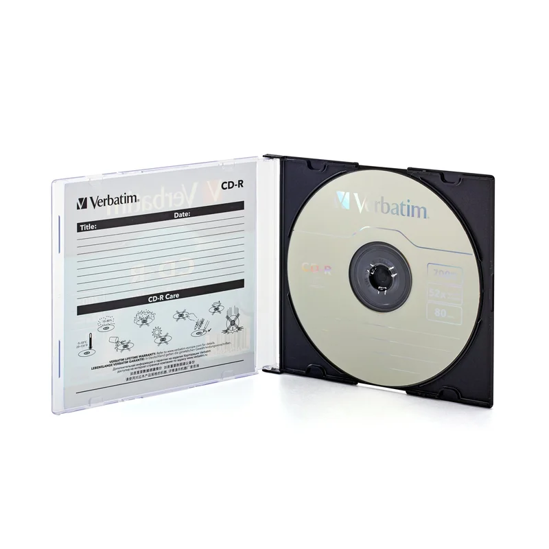 CD-R Verbatim, 700 MB, 52x, със защитно покритие, в тънка кутия