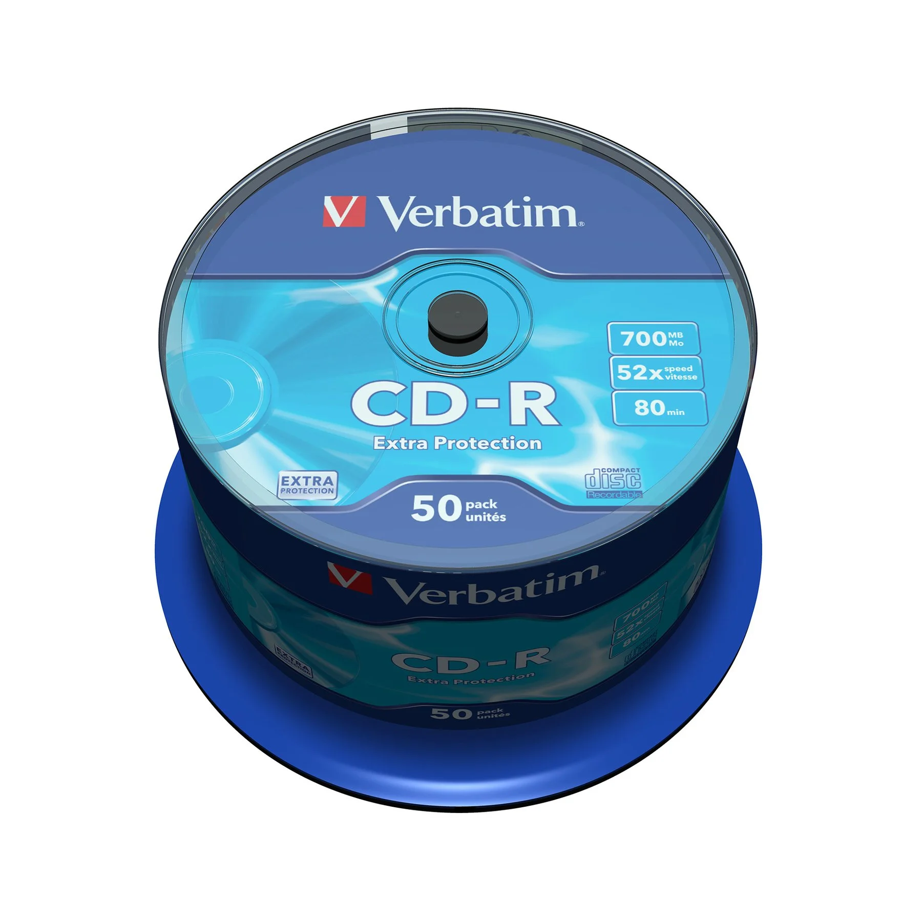 CD-R Verbatim, 700 MB, 52x, със защитно покритие, 50 броя в шпиндел
