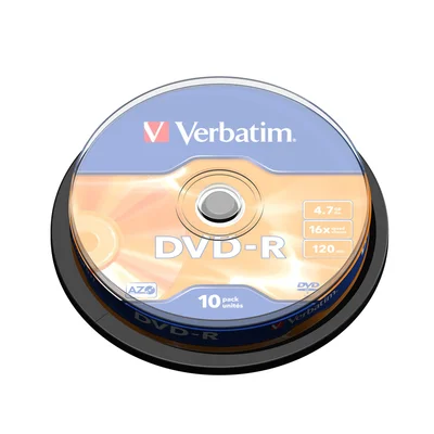 DVD-R Verbatim, 4.7 GB, 16x, AZO покритие, 10 броя в шпиндел