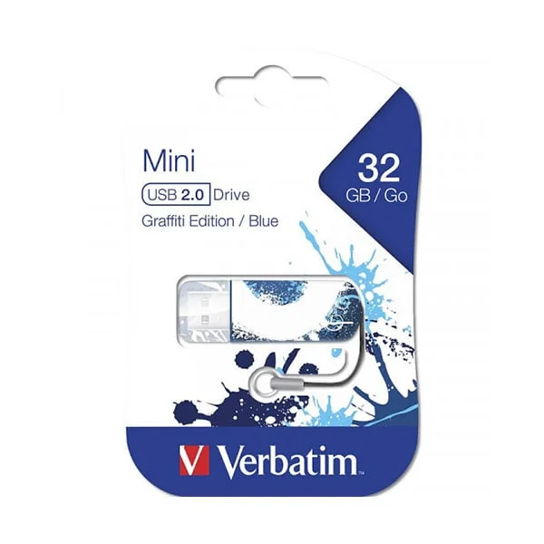 USB флаш памет Verbatim Mini Graffiti, USB 2.0, 32 GB, синя