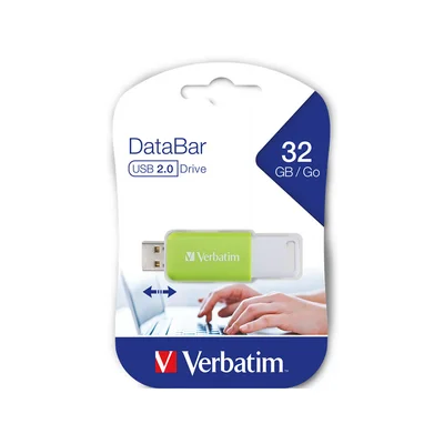 USB флаш памет DataBаr Verbatim, USB 2.0, 32 GB, зелена