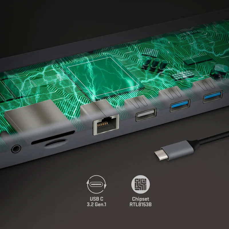 Докинг станция Yenkee 1101, 11 в 1, USB C