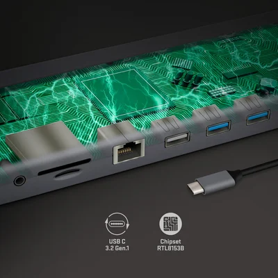 Докинг станция Yenkee 1101, 11 в 1, USB C