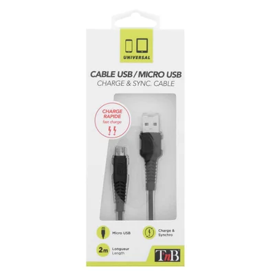 Кабел TNB micro USB/USB A, 2 m, черен