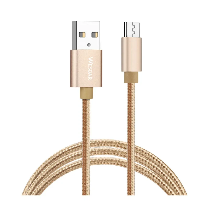 Кабел Wesdar, USB към Micro USB, 1.2 m, златист