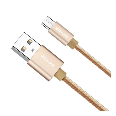 Кабел Wesdar, USB към Micro USB, 1.2 m, златист
