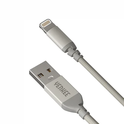 Кабел Yenkee 612 SR USB Male към Lightning Male, 2 m, сив