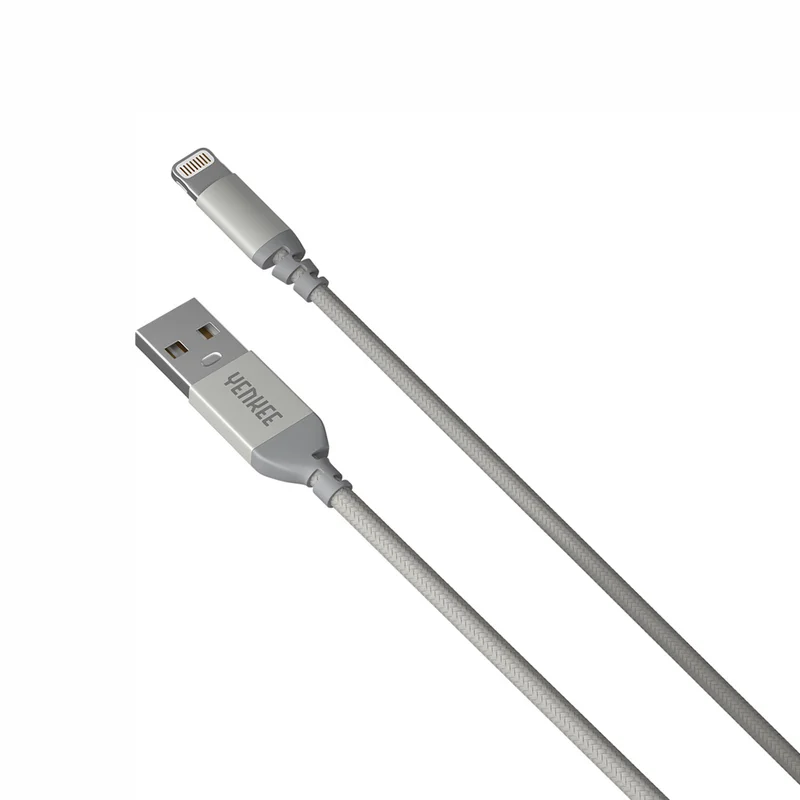 Кабел Yenkee 612 SR USB Male към Lightning Male, 2 m, сив