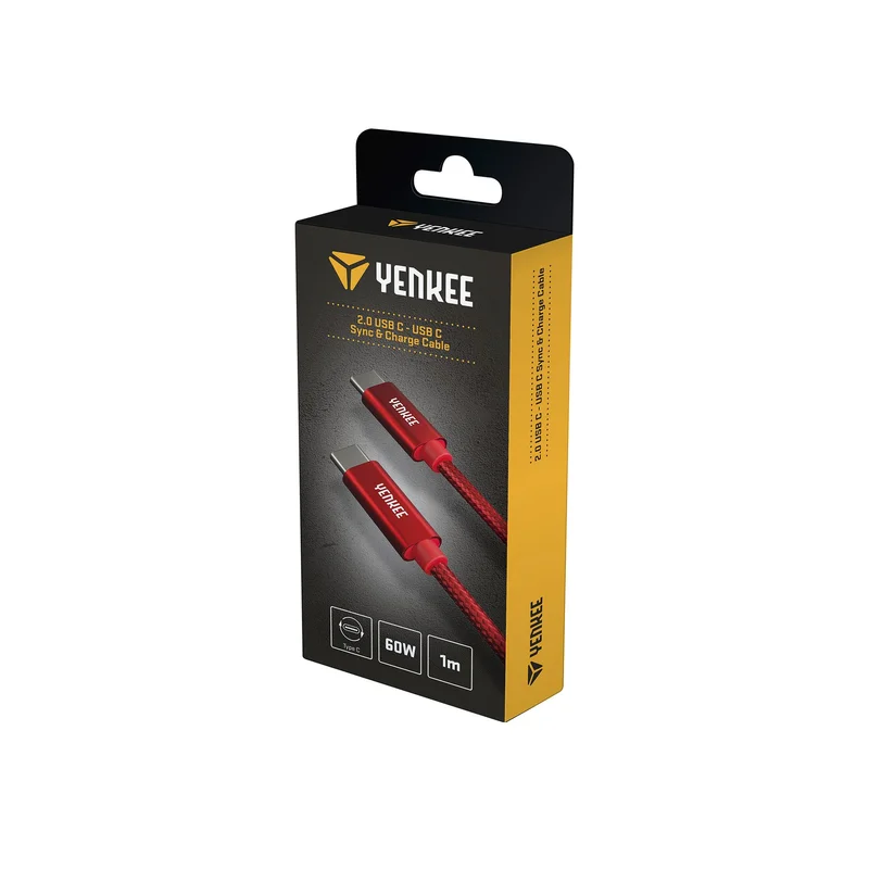 Кабел Yenkee USB Type-C към USB Type-C, 1 m, червен
