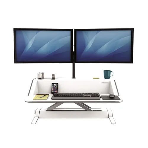 Работна станция Fellowes Sit Stand, подвижна, бяла