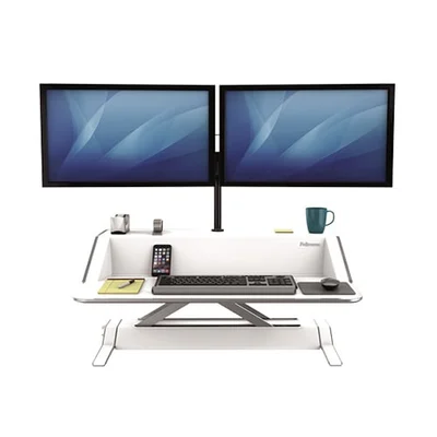 Работна станция Fellowes Sit Stand, подвижна, бяла