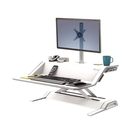 Работна станция Fellowes Sit Stand, подвижна, бяла