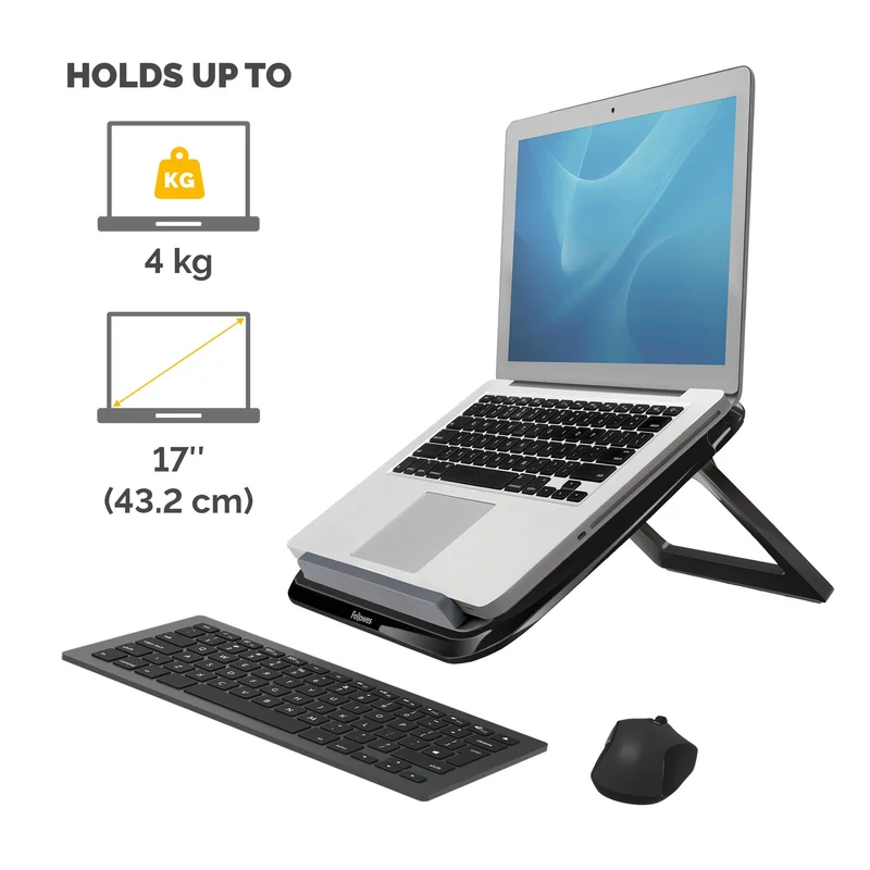 Стойка за лаптоп Fellowes I-Spire, охлаждаща, до 17'', черна
