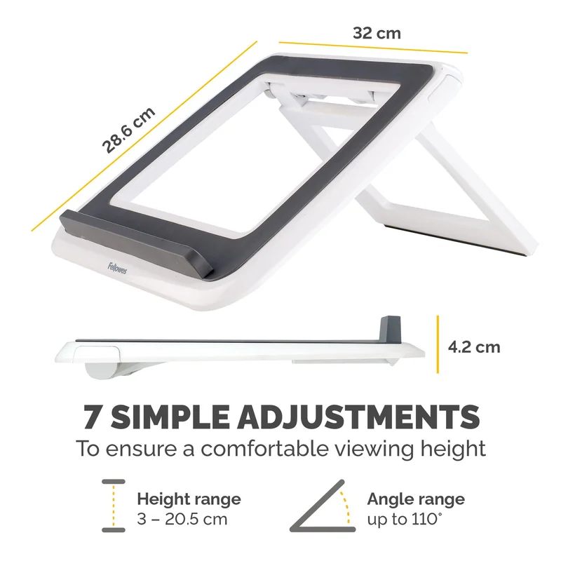 Стойка за лаптоп Fellowes I-Spire, охлаждаща, до 17'', бяла