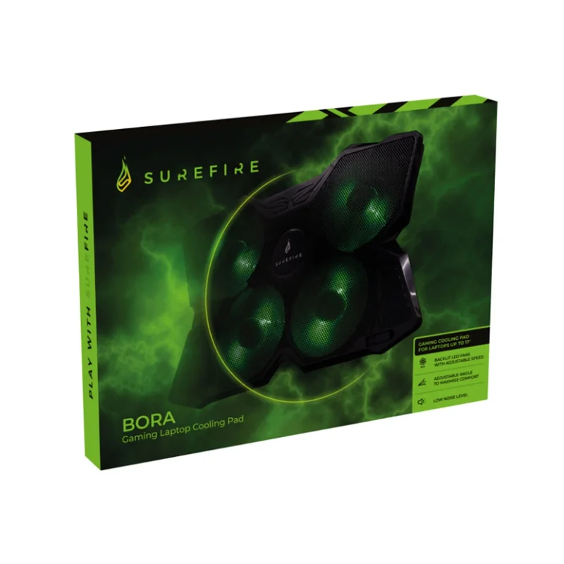 Стойка за лаптоп SureFire Bora, охлаждаща, геймърска, зелена