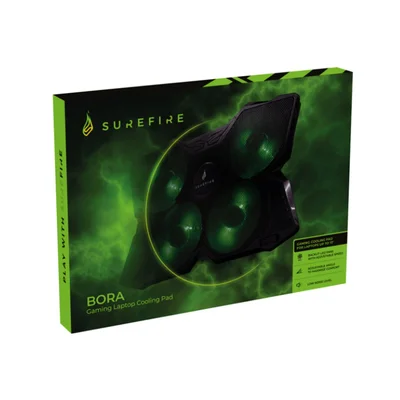 Стойка за лаптоп SureFire Bora, охлаждаща, геймърска, зелена