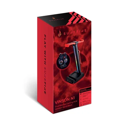 Поставка за слушалки SureFire Vinson N1, RGB, черна