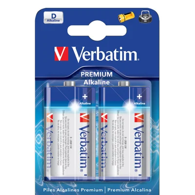 Алкална батерия Verbatim, D, LR20, 1.5 V, 2 броя
