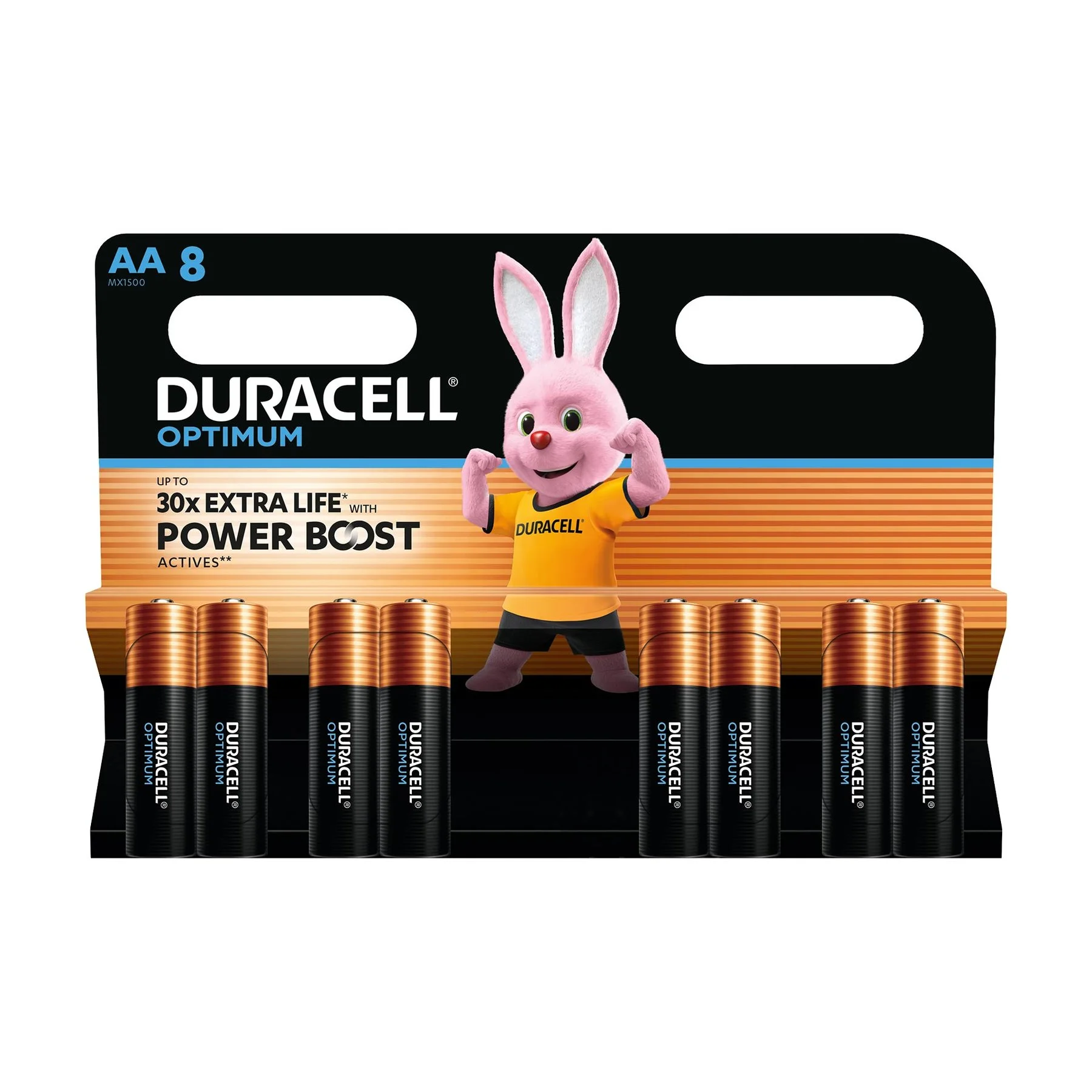 Алкална батерия Duracell Optimum, AA, LR6, 1.5 V, 8 броя