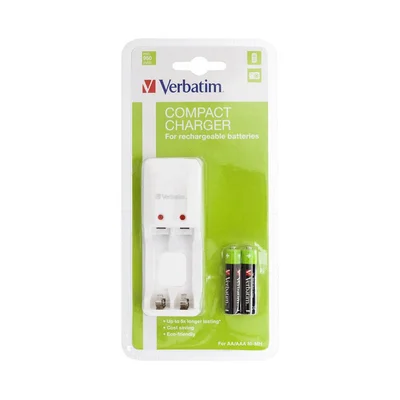Verbatim Зарядно устройство, с ключени 2 батерии ААА, 1000 mAh